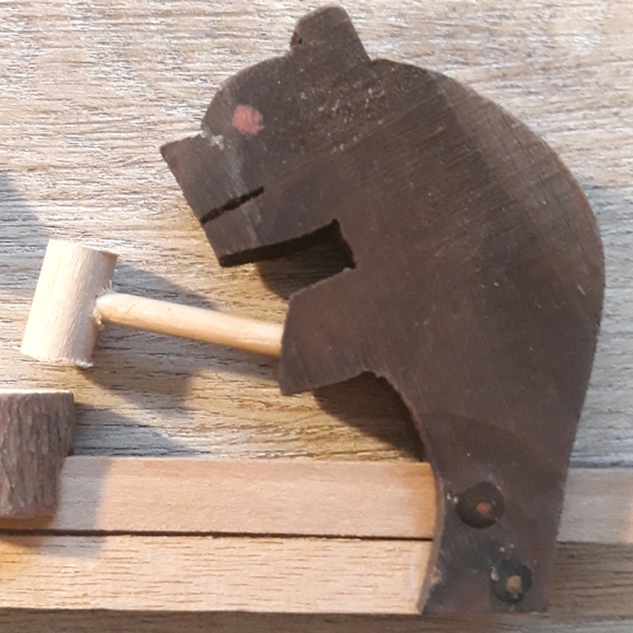 The Preacher and The Bear Hand Carved Mechanical Wooden Toy - Picture 10 of 12